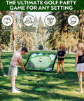 Group playing Sticky Golf Chipping Game Set With 6x6 Foot Metal Frame For Backyard Hangout And Indoor Outdoor Practice