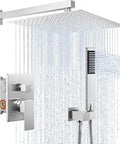 Shower Faucet System With 12 Inch Rain Shower Head And Handheld Spray Pro Grade Pressure Balance Anti Scald Valve Brushed Nickel Finish