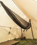 Interior view of Hot Tent With Stove Jack For Four Season Hammock Camping Gear 3000mm Waterproof Shelter showing hammock setup.