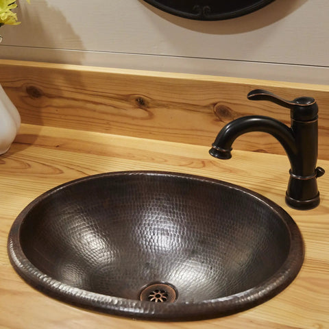 17 Inch Handmade Copper Bathroom Sink With Aged Copper Finish Overall 17 By 13 By 5 Inches Bowl About 15 By 11 By 5 Inches