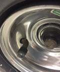 Metal wheel with visible Five Eighths Inch Push-On Pushnut Fastener For Metal Shaft Clamp Heavy Duty Spring Steel Black Phosphate