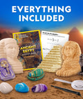 Ancient Egypt Dig Kit With Gems And Replica Artifacts For Hands On Archaeology Fun, Excavation Bricks Shaped Like Pyramid Sphinx And Pharaoh, Includes Three Real Gemstones And Three Detailed Artifacts, Learn Hieroglyphics And History with book and tools