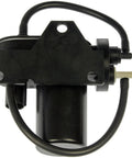 Front view of Dorman 904-214 vacuum pump, black plastic automotive part with mounting bracket and hoses.