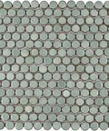 Mint Green Penny Round Porcelain Tile Mosaic For Floor And Wall, 11.88 X 12.63 In, glazed high sheen, mesh-mounted view