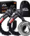 Heavy Duty 1/2 Inch Soft Shackles For Off Road Recovery Kit featuring two synthetic soft shackles and an aluminum anchor ring.