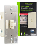 Z-Wave Plus Smart Dimmer with QuickFit and SimpleWire, almond finish, 3-way ready, shown with packaging