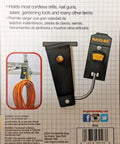 Monster Hook Tool Holder for Cordless Drills, Nail Guns, Saws and More packaging showing usage and specifications.