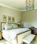 Bedroom with accent wall painted in Warm Silver Metallic Paint 1 Gal Satin Finish, Water Based Decorative for Interiors.