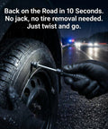 Emergency Tire Repair Screws For Tubeless Tires Quick Plug Kit sealing leak in tire, no removal, works on rainy night road.