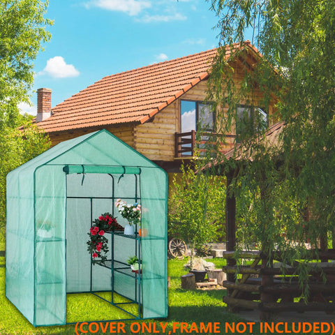 Walk In Greenhouse Replacement Cover 56 Inch By 56 Inch By 76 Inch PE Cover for Gardening With Roll Up Zipper Door Waterproof Frost Protection Wind Rain Proof Easy Setup No Frames Included