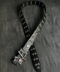 Dope Y2K Punk Star Belt Featuring Heavy Rivet Gothic Waist Strap With Adjustable Geometric Star Buckle on black background.