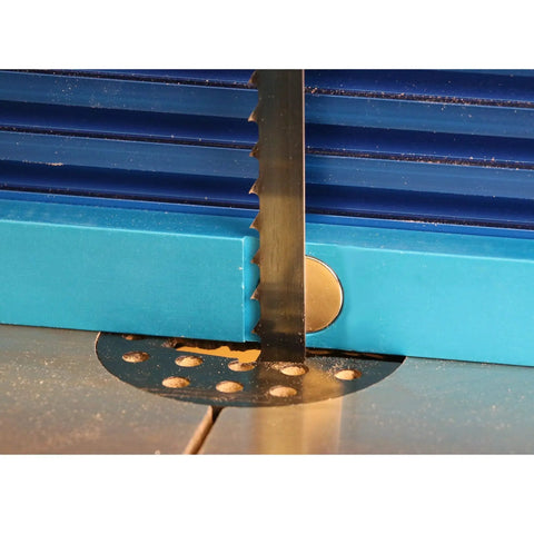 FAST Fence Alignment Tool For Woodworking Precise Blade To Fence Width Router Bit Height Or Depth Measurement Notch For Blade Teeth Rest Ruled Scale For Exact Fence Distance No Fuss Quick Setup For Repeatable Clean Cuts, shown with blue magnetic gauge on a saw blade