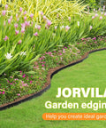 Flexible Plastic Landscape Edging Kit With 120 Metal Spikes, 1.5 Inch High, defining flower bed border in garden