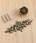 Three Pack Euro Rose Cabinet Knobs With Backplate Vintage Zinc Alloy Flower Drawer Pulls Bronze Finish For Dresser Nightstand Cupboard Wardrobe Retro Vibe Upgrade