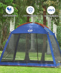 Front view of 10 By 10 Feet Screen House For Patios And Backyard Hangouts, 86 Inch Center Height, UV Resistant 190T Polyester, Mesh Wall