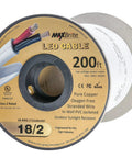 200 Ft 18 AWG Low Voltage LED Cable With 2 Conductor Outdoor Rated Jacketed In Wall Speaker Wire UL Listed Class 2 spool