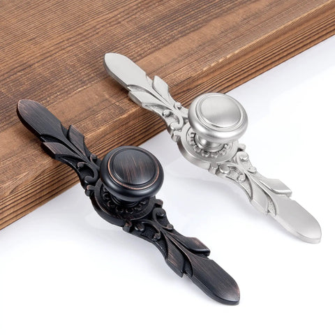 Dope Round Cabinet Knobs 10 Pack 1.25 Inch Brushed Gunmetal Drawer Pulls for Office and Home Furniture with decorative plates