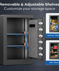 Heavy Duty Steel Home Safe Box 3.0 Cu Ft With LED Light, 6 Locking Bolts, Electronic Fireproof Safe With Removable Shelves And Smart Alerts