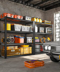 40 Inch Wide Heavy Duty Garage Shelving Unit With Wire Mesh Panels 560 Lb Per Shelf 2240 Lb Total Capacity Sturdy Steel Frame For Home Workshop And Small Biz Storage, black steel garage shelving with tools and bins