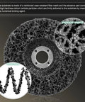 Close-up of rust busting paint stripping wheel from 12 Pack 4 Inch Grinding Discs With Five Eighth Inch Bore For Angle Grinders.