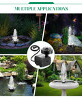 Bird Bath Fountain Kit With 12 LED Lights And A 24 Hour Submersible Pump With Light in various outdoor settings