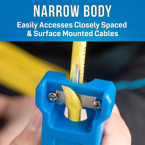 FTTH Riser Cable Slitting Tool For 8 To 14 mm Diameter Round Cables with narrow body cutting yellow cable