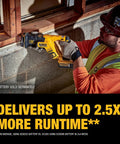 20V Max XR Cordless Reciprocating Saw Brushless Compact Design in use by a worker in a construction setting, tool only