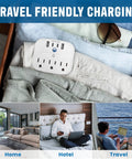 Non Surge Cruise Power Strip With Two USB C Ports, Two USB A Ports, And Three AC Outlets, Cruise Ship Compliant For Carnival, in a drawer with travel items