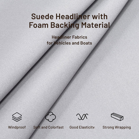 Babnecl auto headliner fabric, mesh-type with foam backing, gray, 96 x 60 inches.