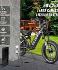 Robust Electric Dirt Bike Duo For Teens And Adults With Full Suspension Powerful Motors Crafted To Rip Through Gnarly Mountain Paths Snow Drifts Or Rough Off Road Trails Right Now featuring a large capacity 60V 25Ah lithium battery.