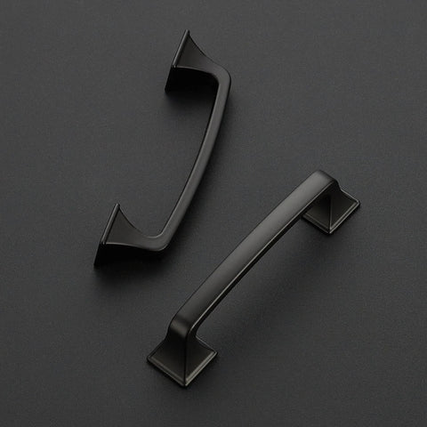 Matte Black Kitchen Cabinet Handles Set Of 10, 4-3/4 Inch Length, 3-3/4 Inch Hole Centers, Heavy Duty Drawer Pulls, Durable Metal Hardware, two on display