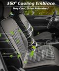 Cooling Car Seat Cover With 8 Turbo Fans, 12V-24V Ventilated Front Seat Cushion in Stone Grey on a car front seat