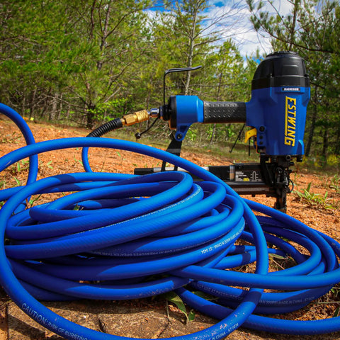 Heavy Duty PVC Rubber Hybrid Air Hose One Quarter Inch NPT Brass Fittings with coupler outdoor use