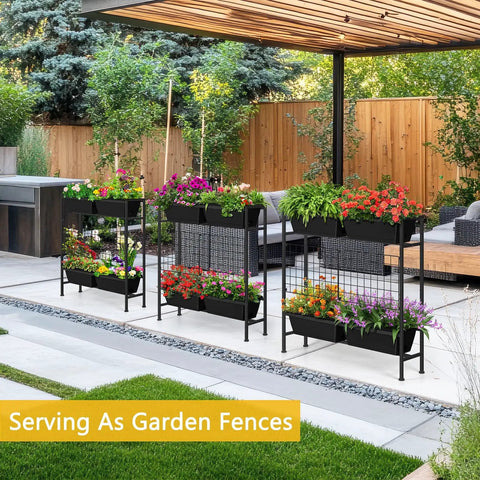 Vertical Raised Garden Bed With Trellis And Legs For Patio Balcony Outdoor Planter Box For Herbs Flowers And Vegetables Elevated Climbing Plant Bed 32.4 Inch High Black
