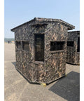 Kick Ass Solid 6X8 Wooden Deer Blind Featuring Hella Warm R6 Insulation Panels Amish Crafted Hunting Shooting House with camo exterior.