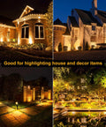 Low Voltage Outdoor Landscape Lighting Kit With Transformer 27V LED Spotlights for garden, yard, lawn, and pool showcasing night ambiance