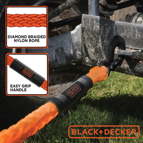 Heavy Duty 14 Foot Tow Rope With Easy Grip Handles And Steel G-Clip Hooks, 4500 Lb Break Strength, Diamond Braided Nylon
