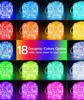 USB Rope Lights Indoor Color Changing 33ft 100 LED String Lights With Remote 18 Color Options displayed in a grid.