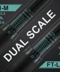 Close-up of dual scale readout on 1/2 Inch Drive Click Torque Wrench That Delivers 10-150 Ft-Lb Range And 13.6-203.5 Nm