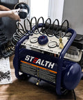 Pro Level 2 Gallon Air Compressor With 3/4 Hp Oil Free Pump And Whisper Quiet Under 60 Db Run handling tire inflation and nailing.