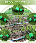500 Ft 5 Eighth Inch Drip Irrigation Kit With 8 Inch Spacing Drip Tape 16 Mil Hose System components in a garden setup