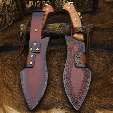 Survivor III Fixed Blade Knife With Full Tang 14.2 Inch, leather sheath, DC53 steel, for outdoor camping and hunting.