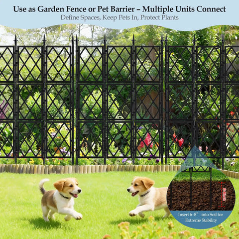 Heavy Duty 5.25ft Metal Garden Trellis For Climbing Plants Indoors Or Outdoors With Black Iron Tube Frame as garden fence