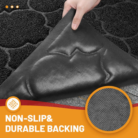 Close-up of Jumbo 46X35 Inch Front Door Mat For Entryway And Garage Waterproof Grippy Non Slip Doormat non-slip backing