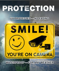 Smile Youre On Camera Signs 10x7 Outdoor Aluminum Notice Signs Single Sided Two Pack For Home Office Garage Yard Private Property Weatherproof Security Signage, yellow sign