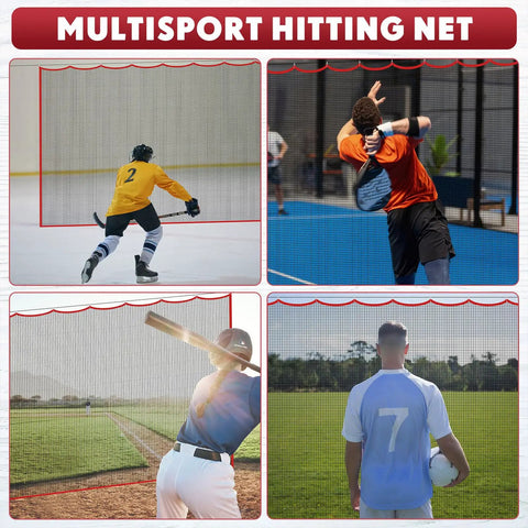 10 Foot Golf Hitting Net Set With Carabiners And Tie Rope Heavy Duty Practice Net For Backyard Golf Training And Multi Sport Backstop For Hockey Volleyball Baseball Lacrosse in use