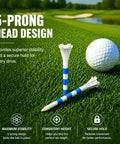Five Prong White Plastic Golf Tees Pack 120 Count With Three And A Quarter Inch And One And A Half Inch Options on grass