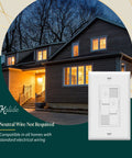 Kalide Dual Load Dimmer Light Switch With Full Range Dimming For LED And CFL Bulbs in a home setting, white finish.