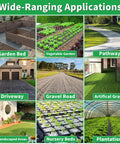 Wide-ranging applications of Heavy Duty Weed Barrier Landscape Fabric 3 Ft By 300 Ft Geotextile Weed Blocker for various outdoor areas.