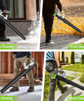Cordless Leaf Blower With 2x2Ah Batteries And Fast Charger Lightweight 21V Electric Blower cleaning snow, leaves, dust, and weeds.